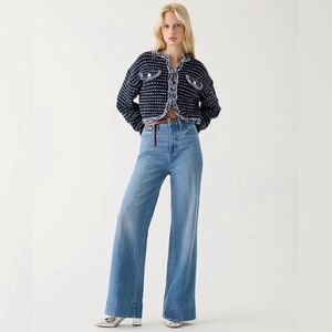 NWOT J Crew Wide Leg Trouser Jeans in Chambray Blue Wash Sz 27